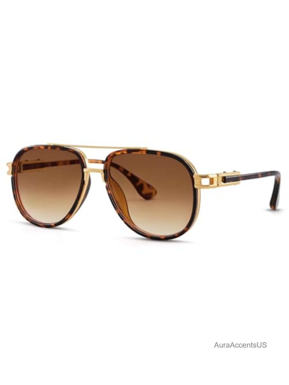 Oversized Retro Aviator Sunglasses Metal Double Bridge Full Frame UV Protection